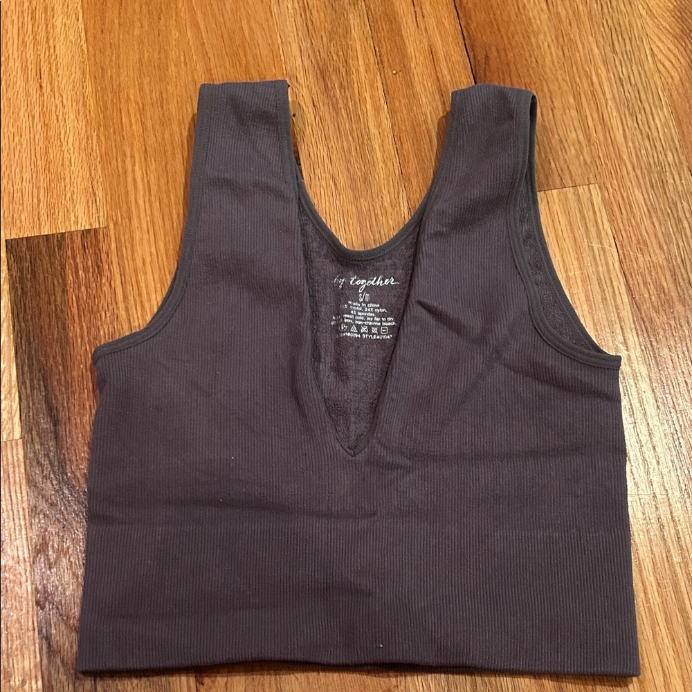 By Together Women's Dark Brown Ribbed Tank Top